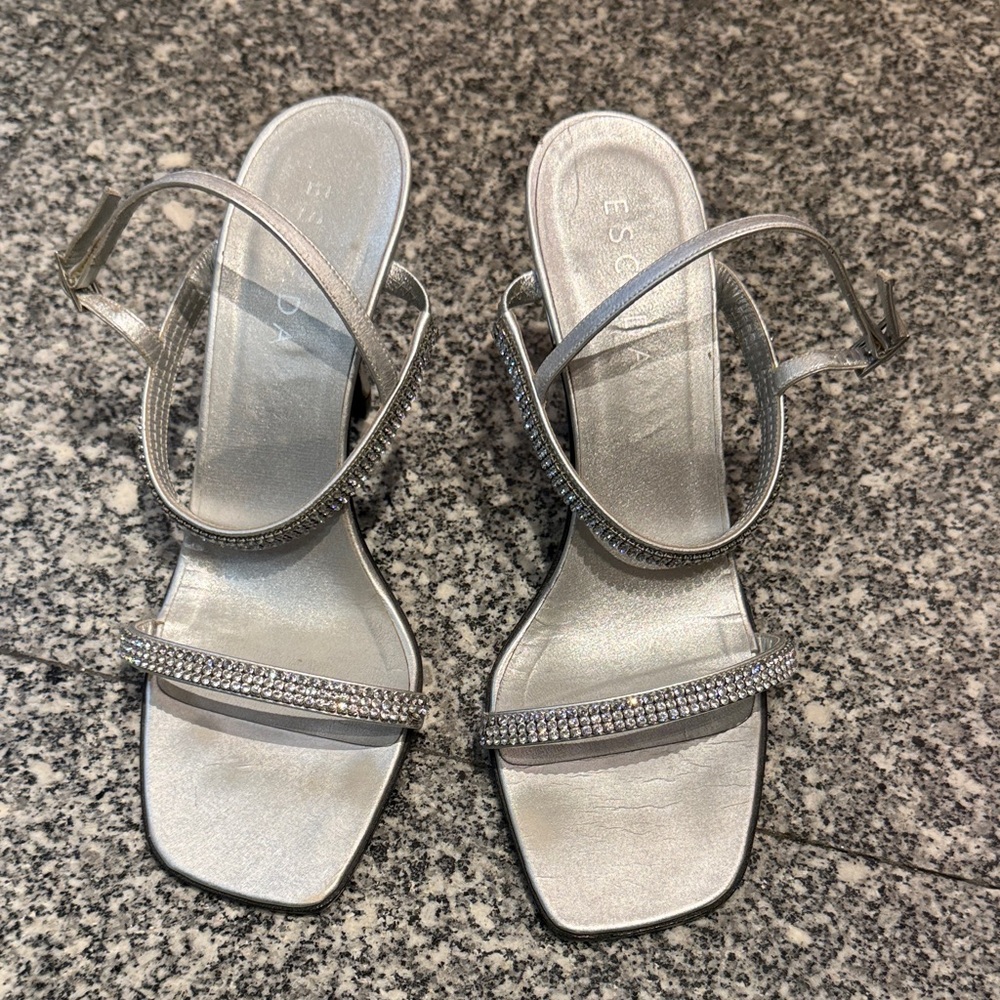 Escada Silver Rhinestone Sandals